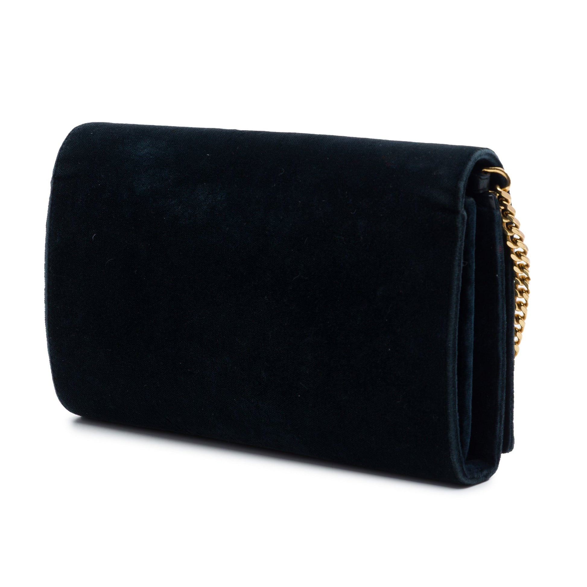 Saint Laurent Suede Monogram Kate Chain Wallet