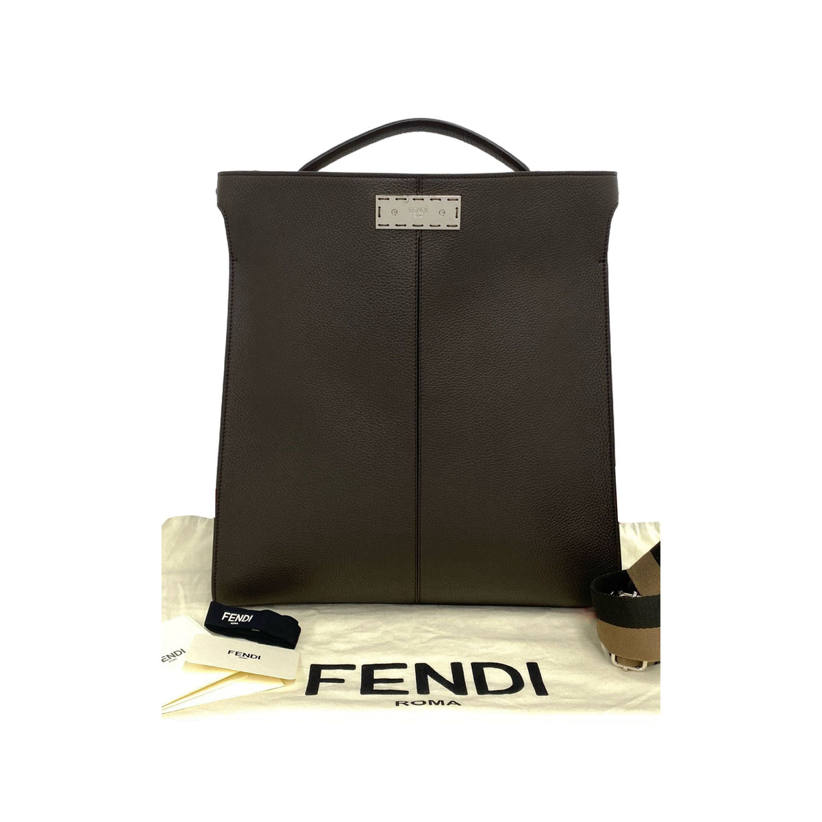 Fendi Large Leather Peekaboo X-Lite — Brown