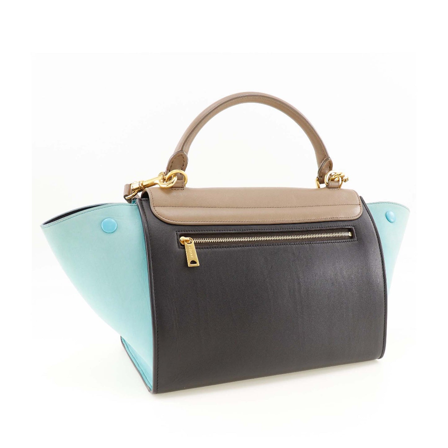 Celine Small Tricolor Leather Trapeze Satchel