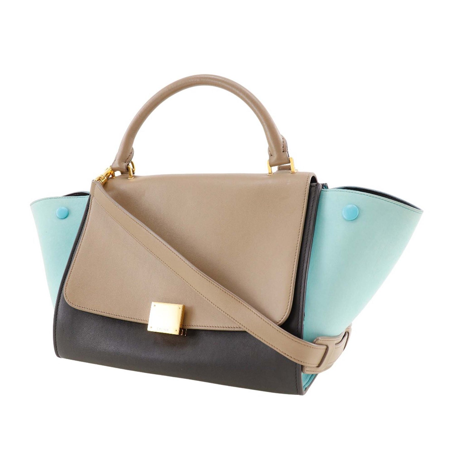 Celine Small Tricolor Leather Trapeze Satchel