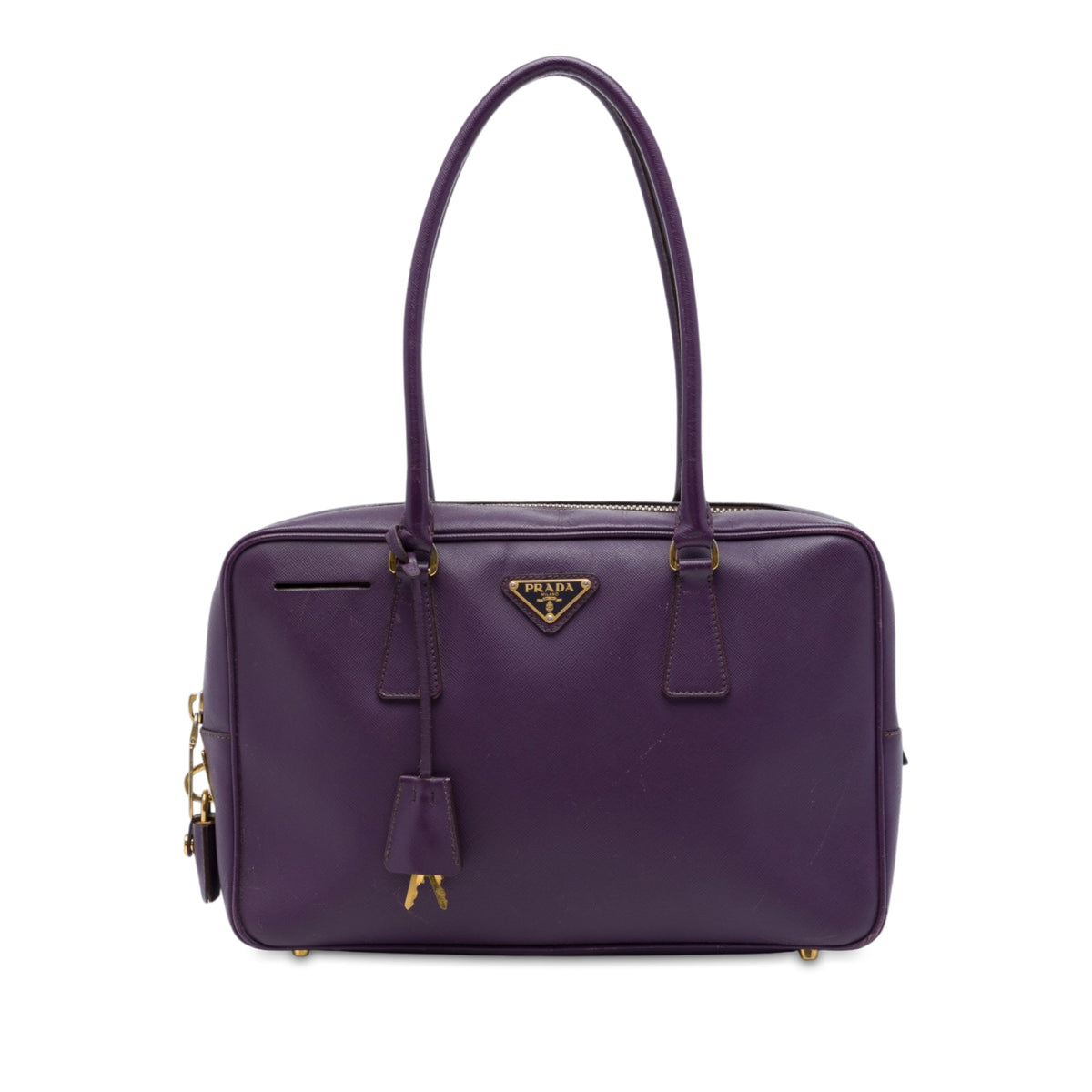 Prada Saffiano Lux Bauletto Top Handle Bag — Purple