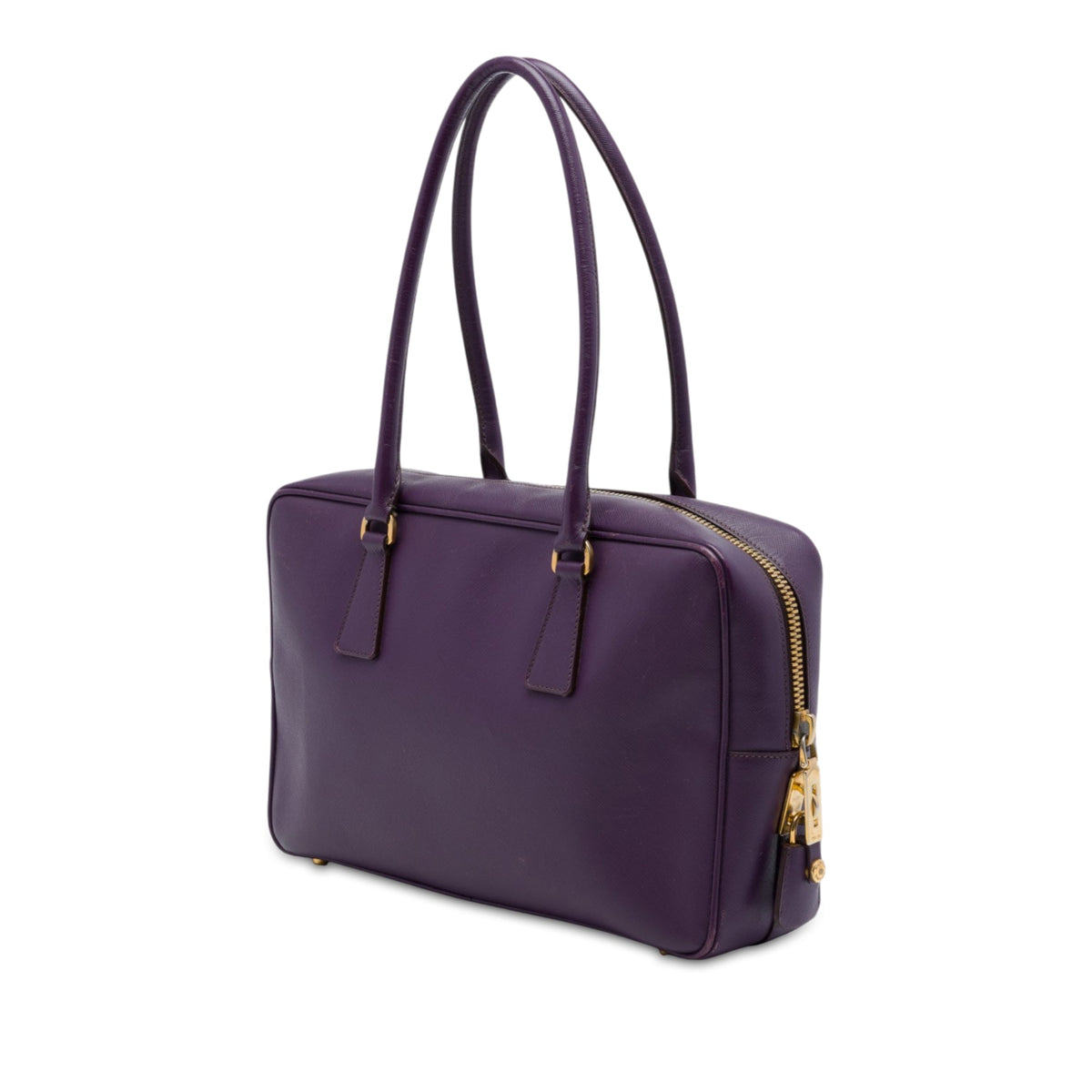 Prada Saffiano Lux Bauletto Top Handle Bag — Purple