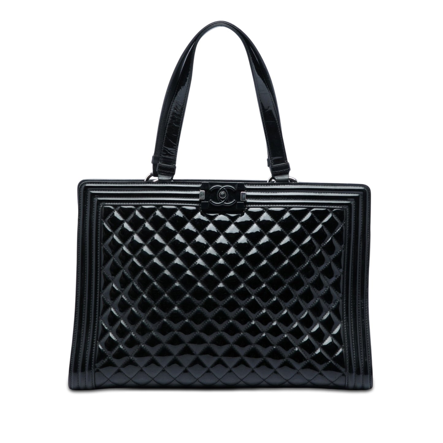 Chanel Large Quilted Patent Boy Shopping Tote