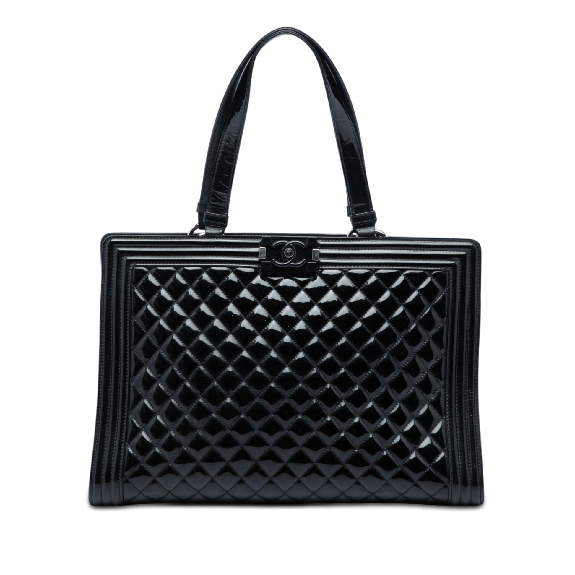 Chanel Large Quilted Patent Boy Shopping Tote