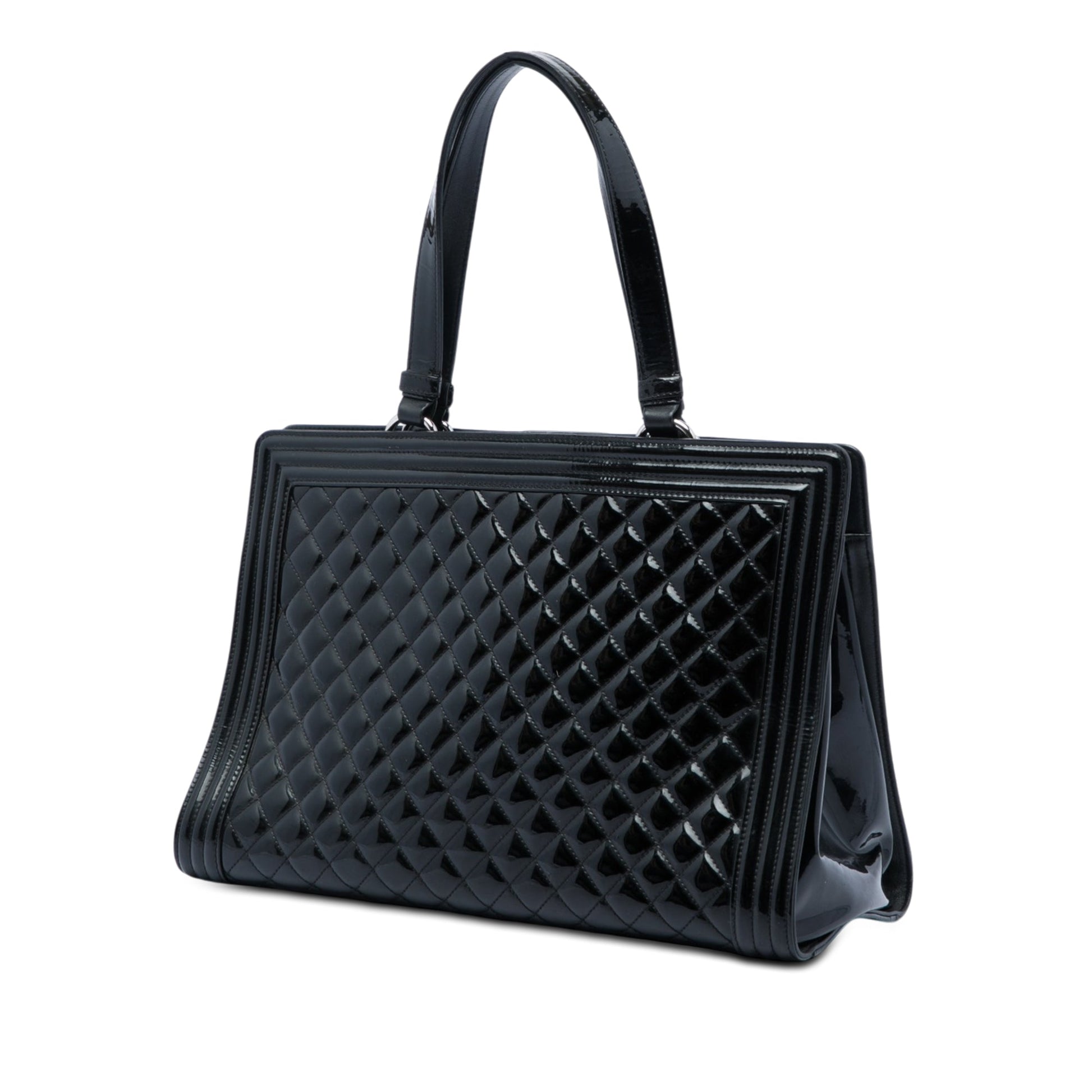 Chanel Large Quilted Patent Boy Shopping Tote