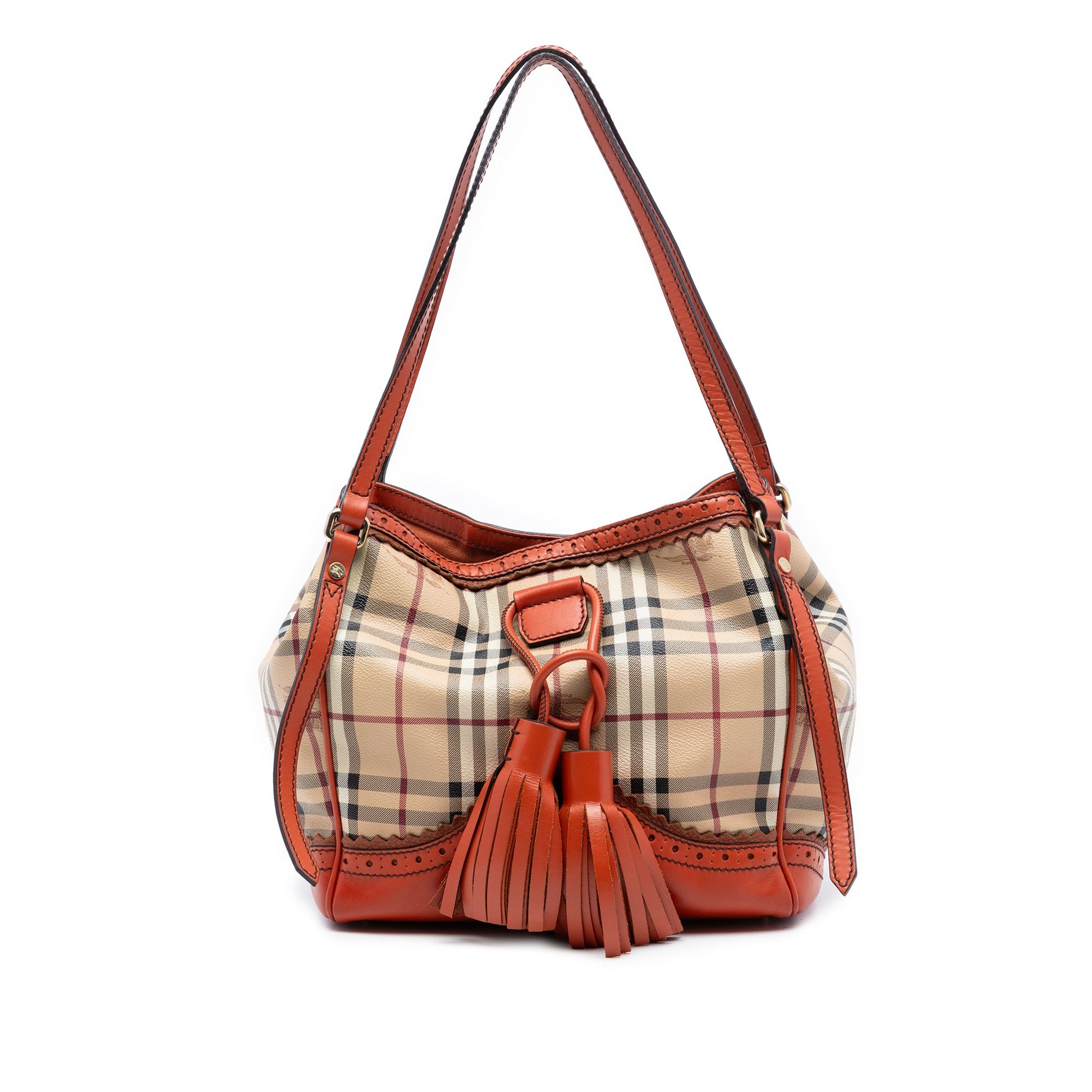 Small Haymarket Check Coated Canvas Brogue Tassel Tote