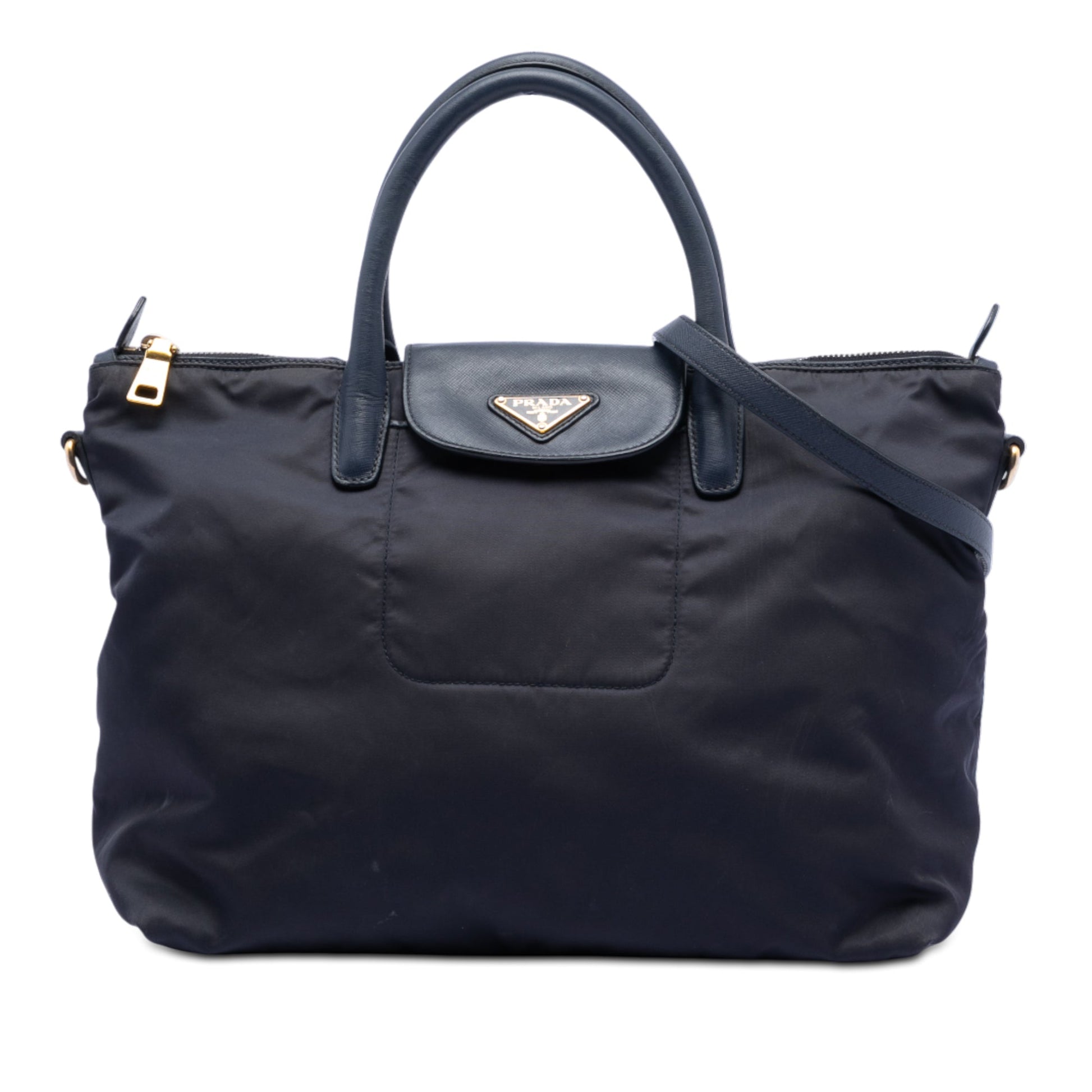 Prada Saffiano Trimmed Tessuto Satchel