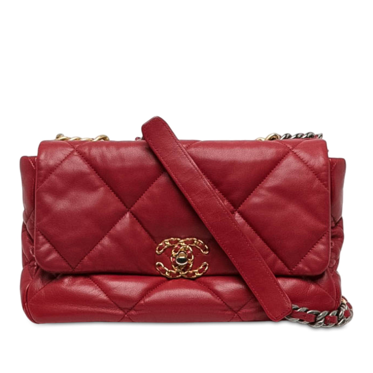 Chanel Large Lambskin 19 Flap — Red