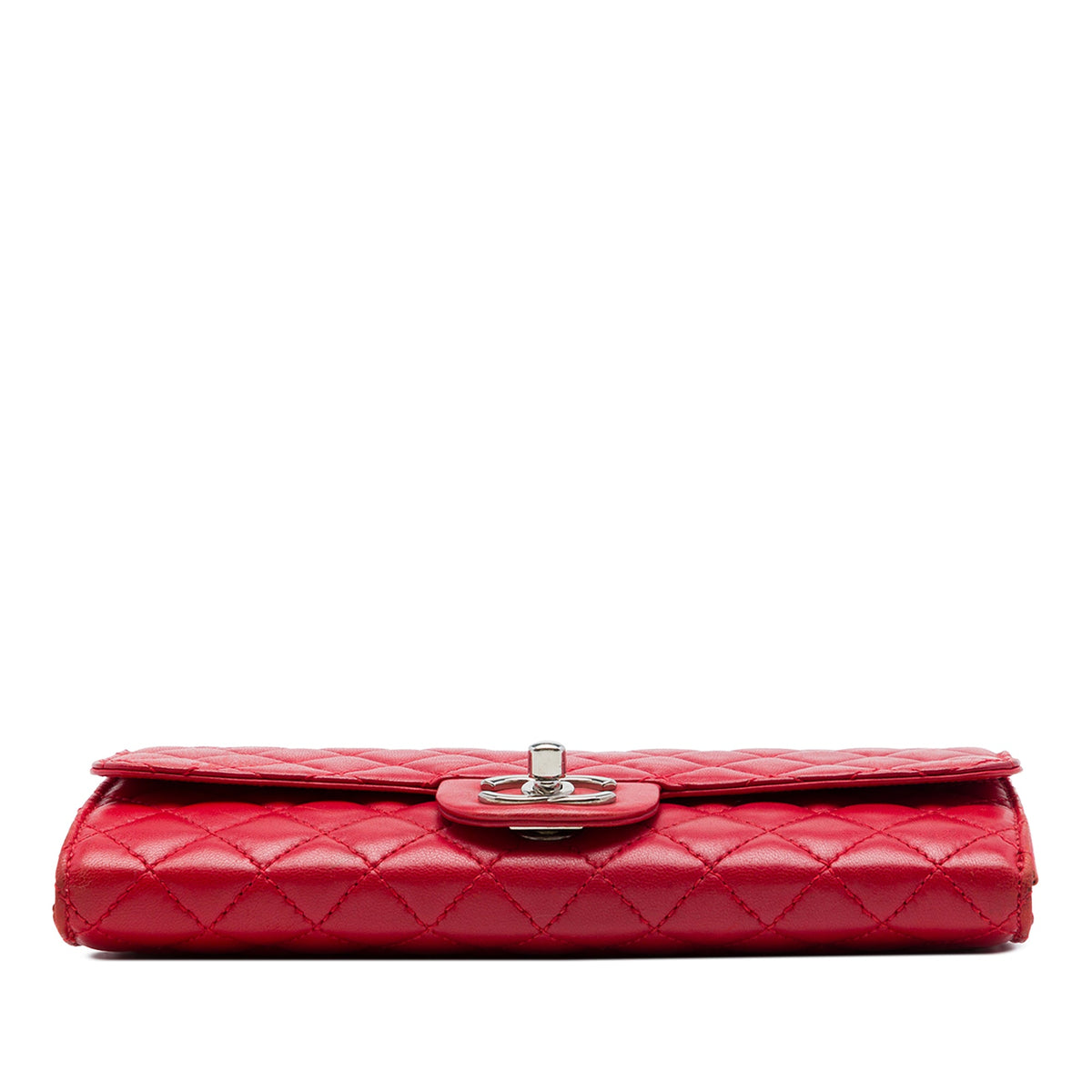 Chanel Classic Lambskin East West Wallet on Chain — Red