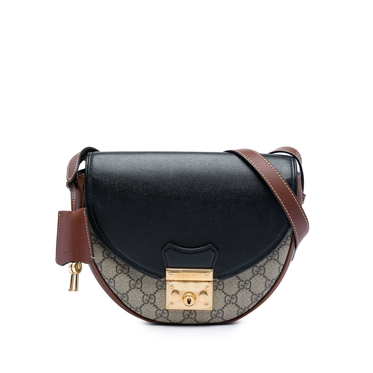 Gucci GG Supreme Saddle Padlock Crossbody