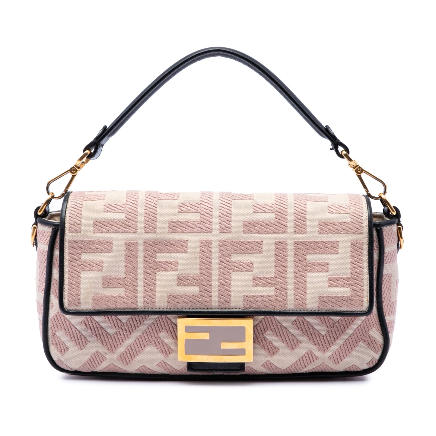 Fendi Zucca Embroidered Canvas Baguette Satchel