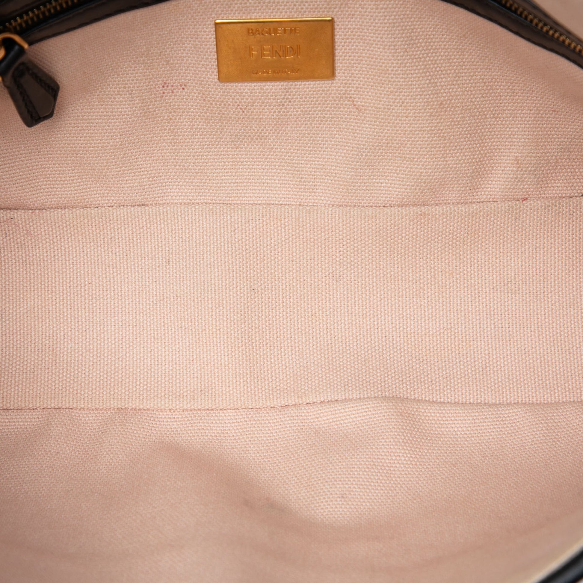Fendi Zucca Embroidered Canvas Baguette Satchel