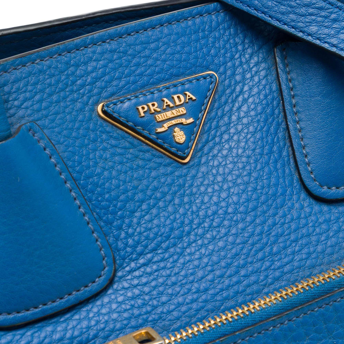 Prada Vitello Daino Front Pocket Open Convertible Tote