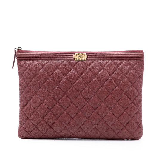 Medium Quilted Caviar Boy O Case Clutch