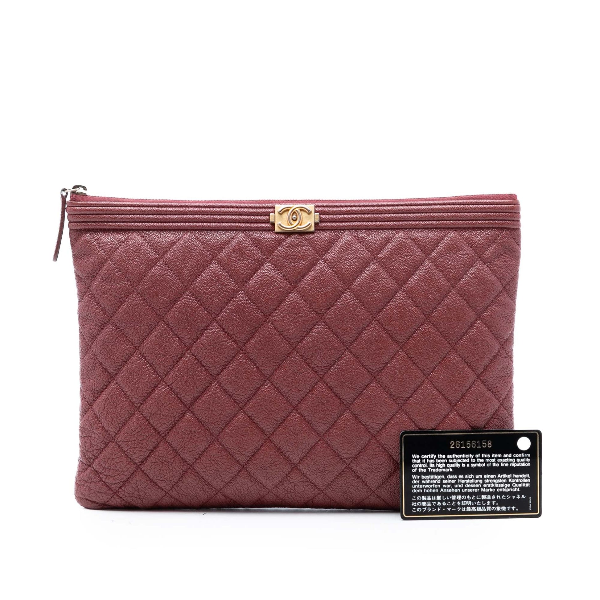 Medium Quilted Caviar Boy O Case Clutch