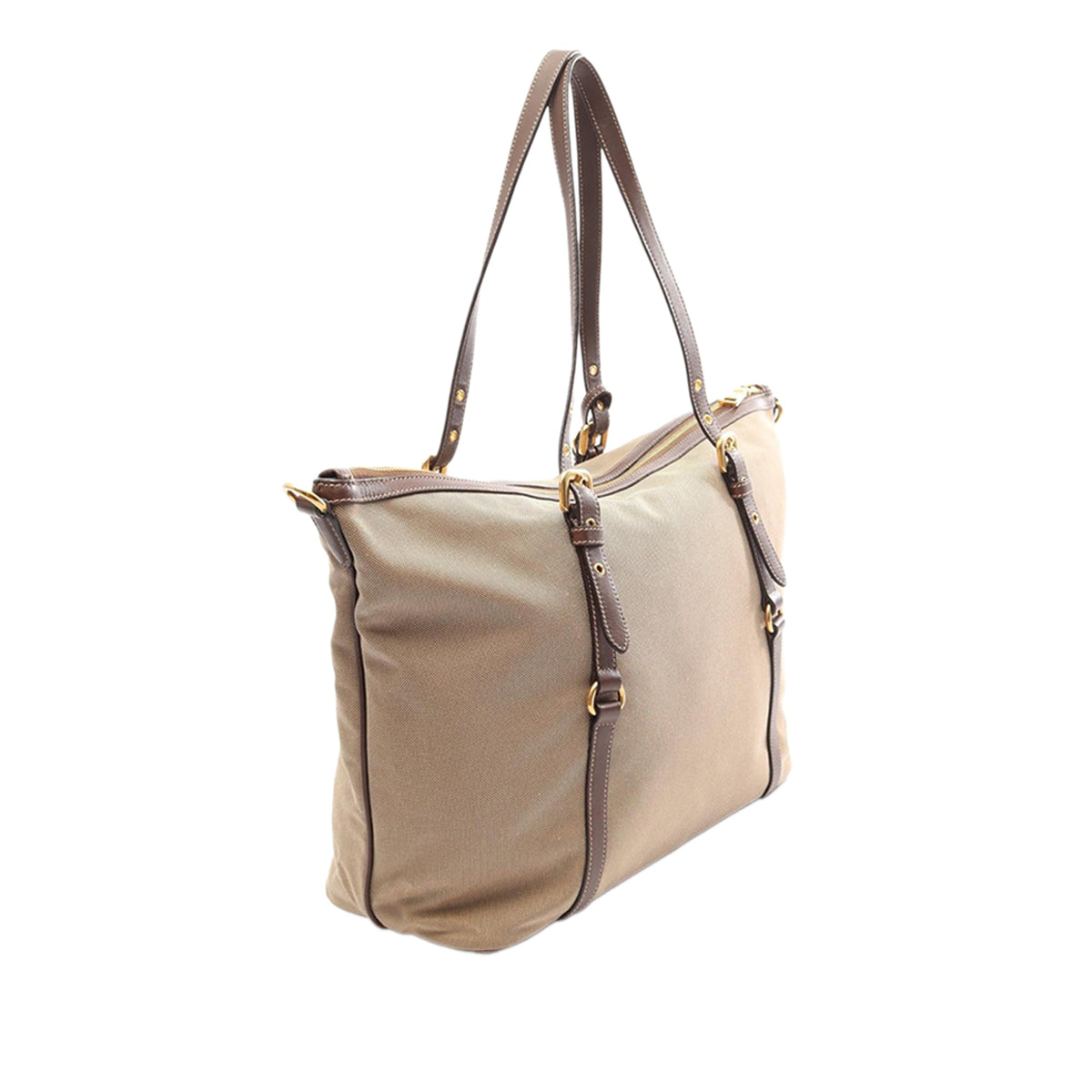 Prada Canvas Canapa Logo Satchel — Beige