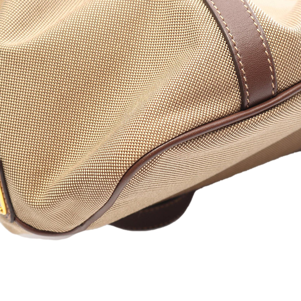 Prada Canvas Canapa Logo Satchel — Beige
