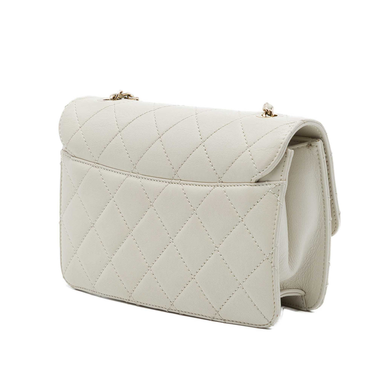 Chanel Mini Sheepskin Beauty Lock Flap — White