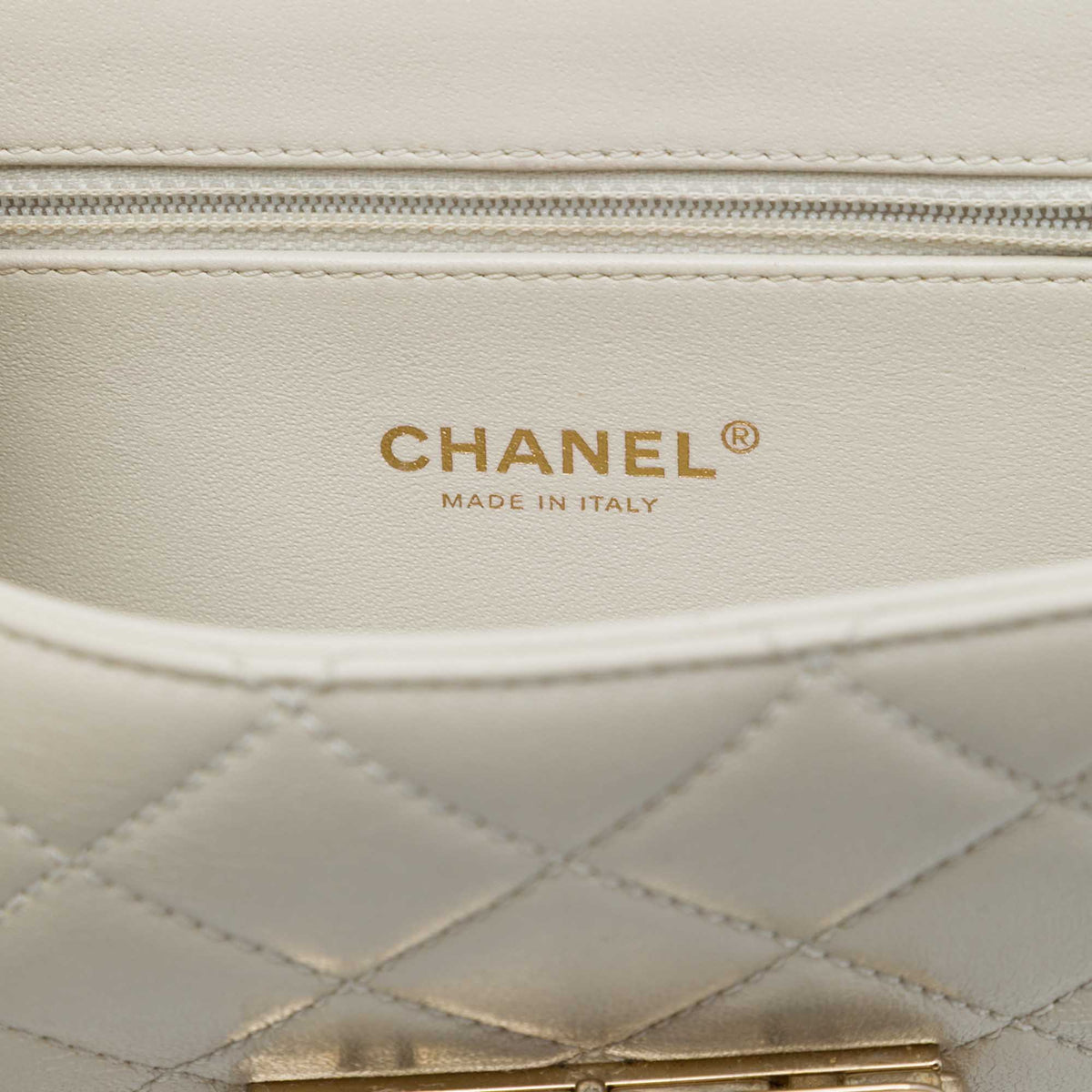 Chanel Mini Sheepskin Beauty Lock Flap — White