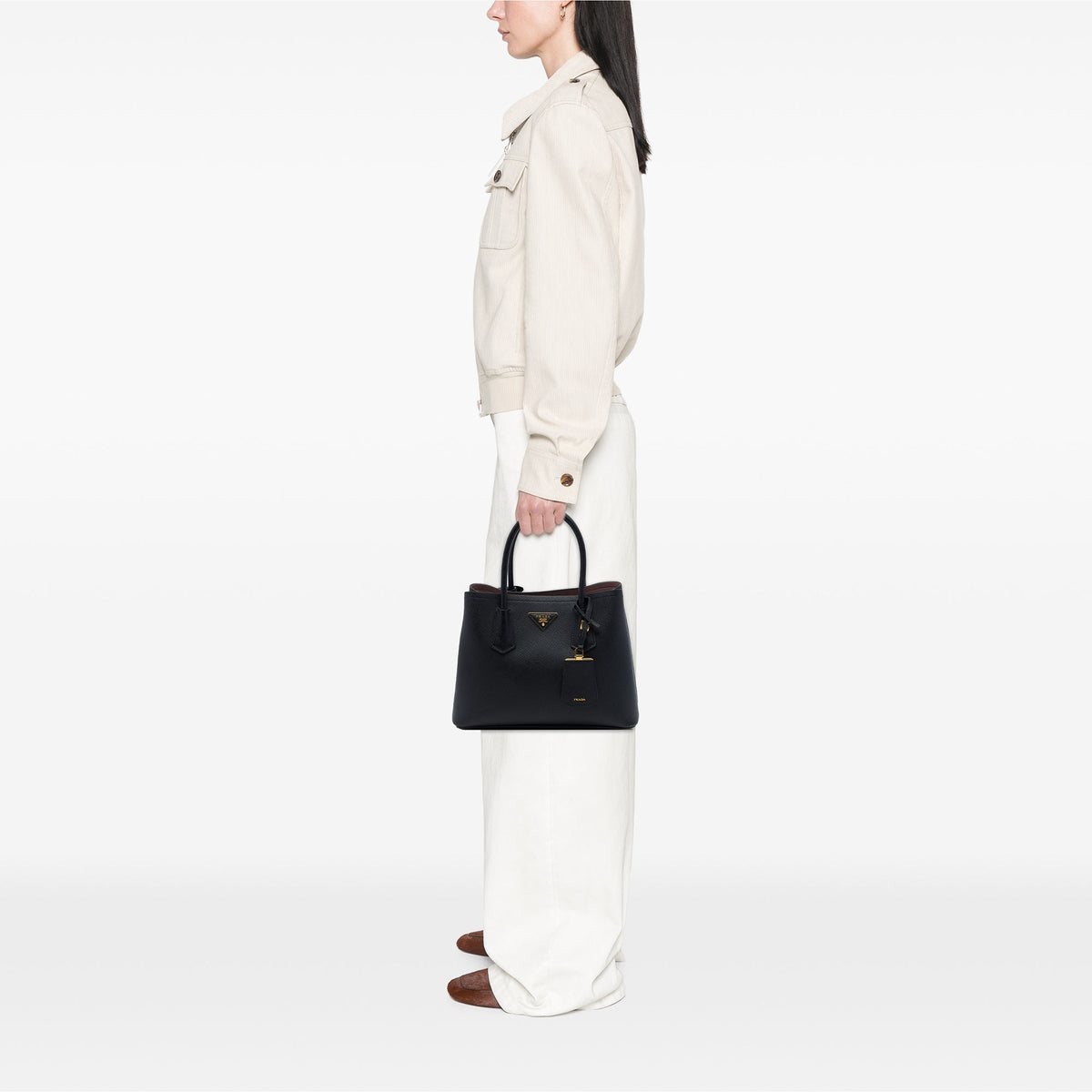 Prada Small Saffiano Cuir Double Satchel