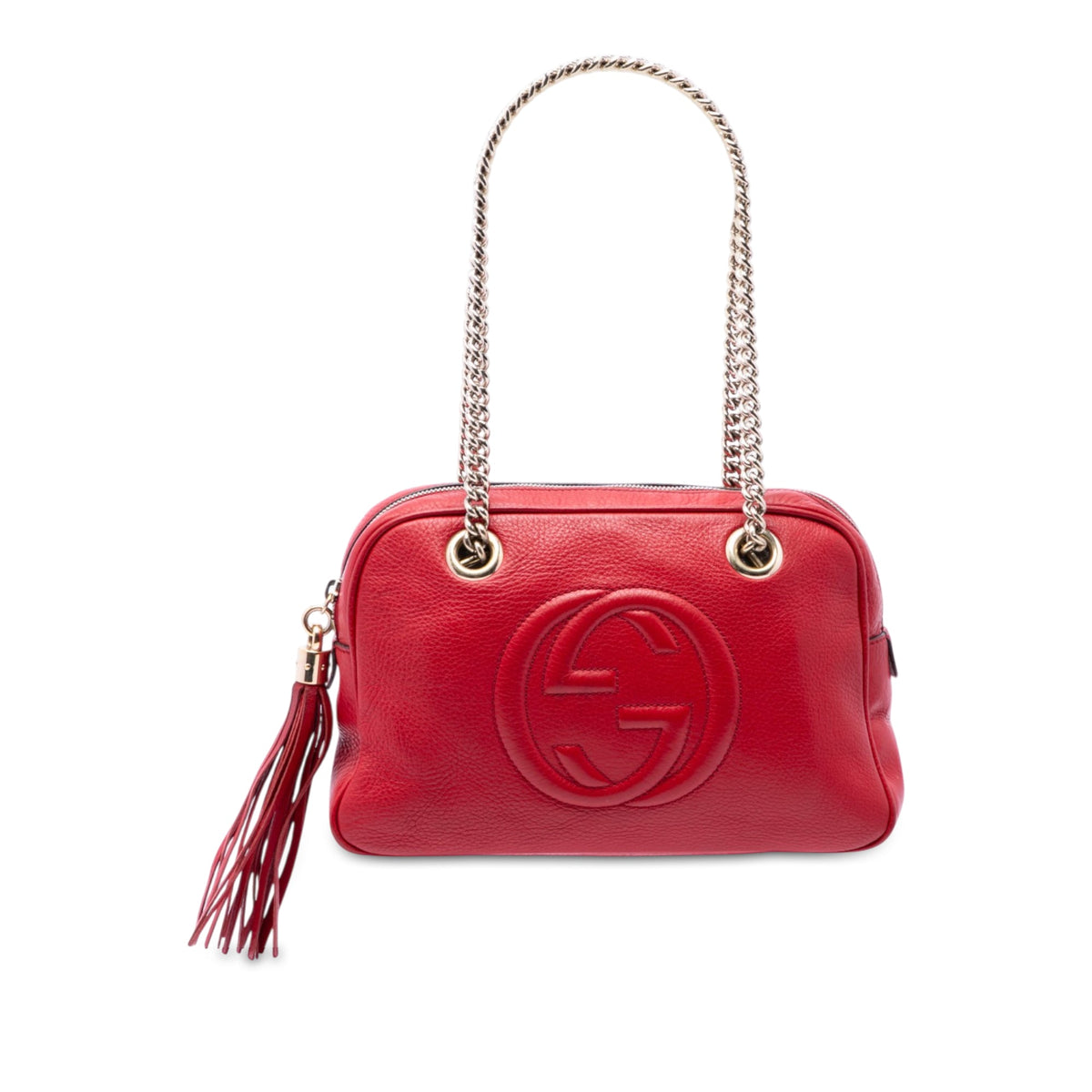 Gucci Calfskin Soho Chain Zip Shoulder Bag — Red