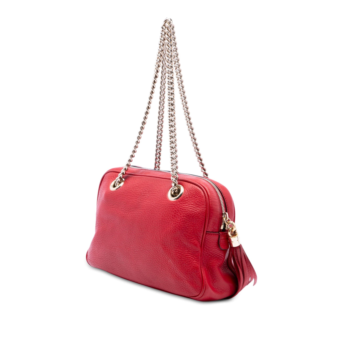 Gucci Calfskin Soho Chain Zip Shoulder Bag — Red