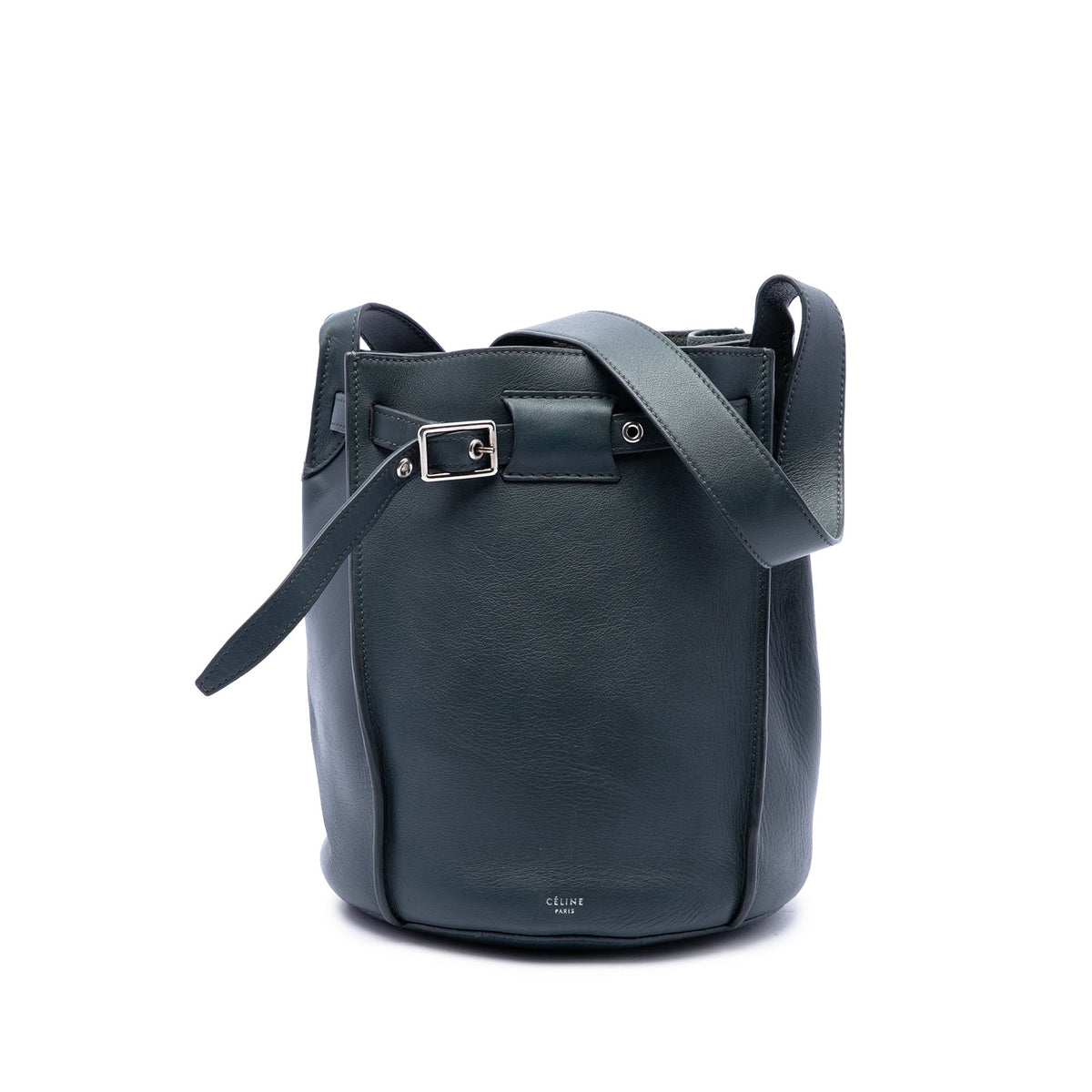 Celine Nano Leather Big Bag Bucket Crossbody — Green