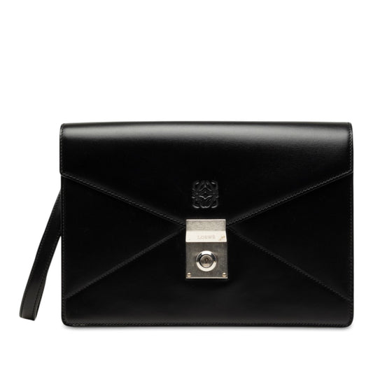 LOEWE Leather Anagram Envelope Wristlet Clutch