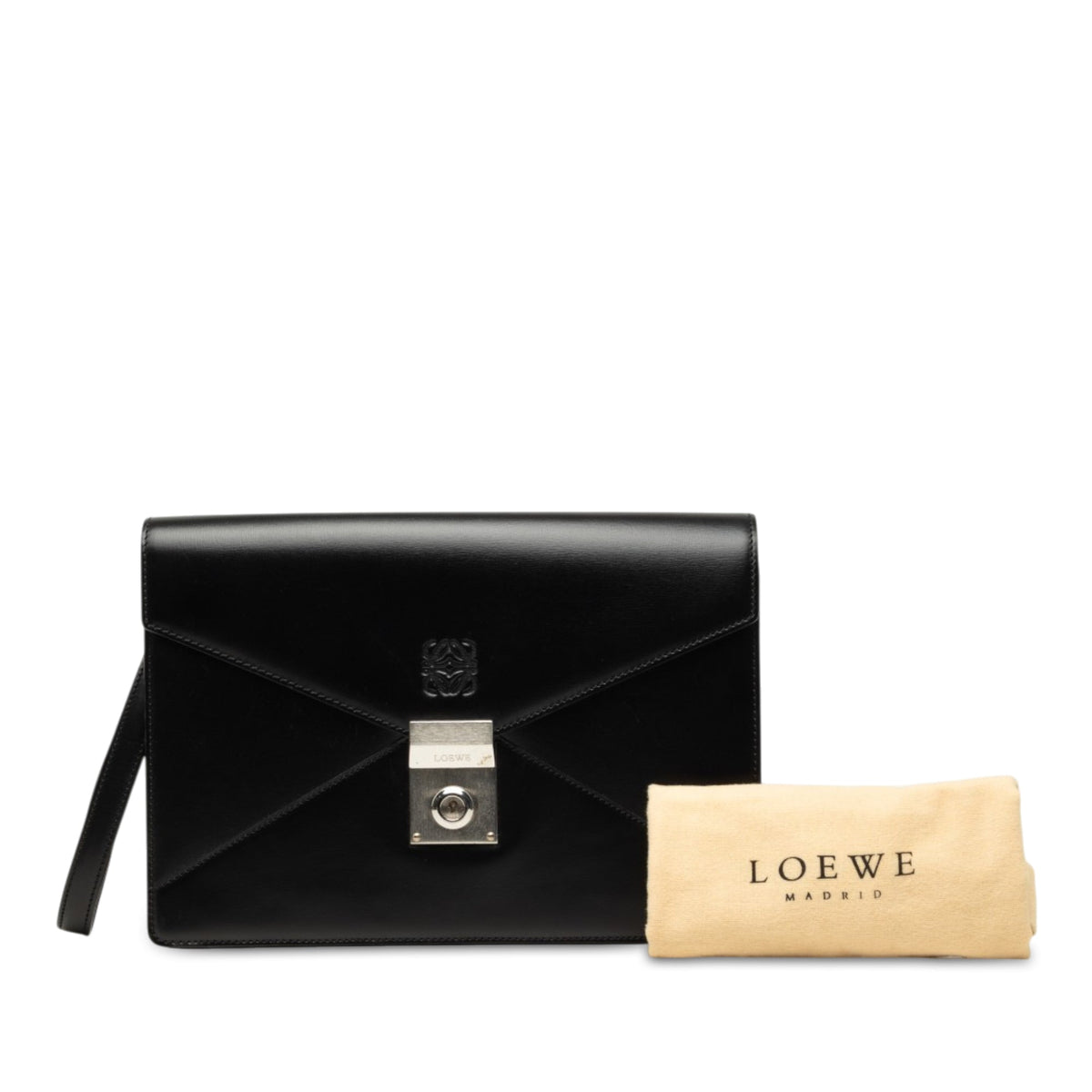 LOEWE Leather Anagram Envelope Wristlet Clutch
