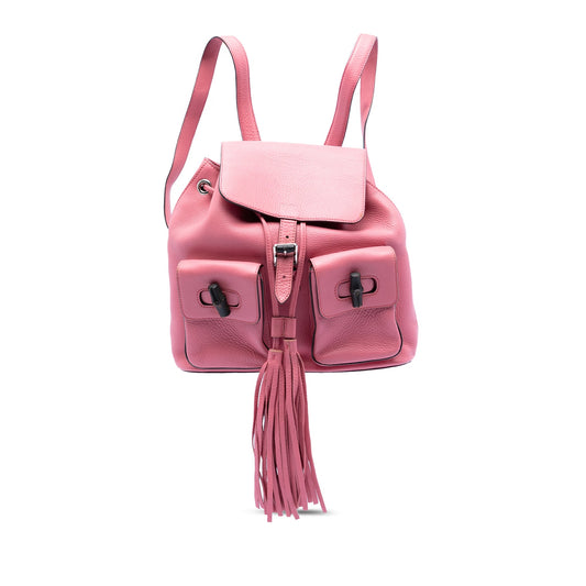 Gucci Leather Bamboo Tassel Backpack