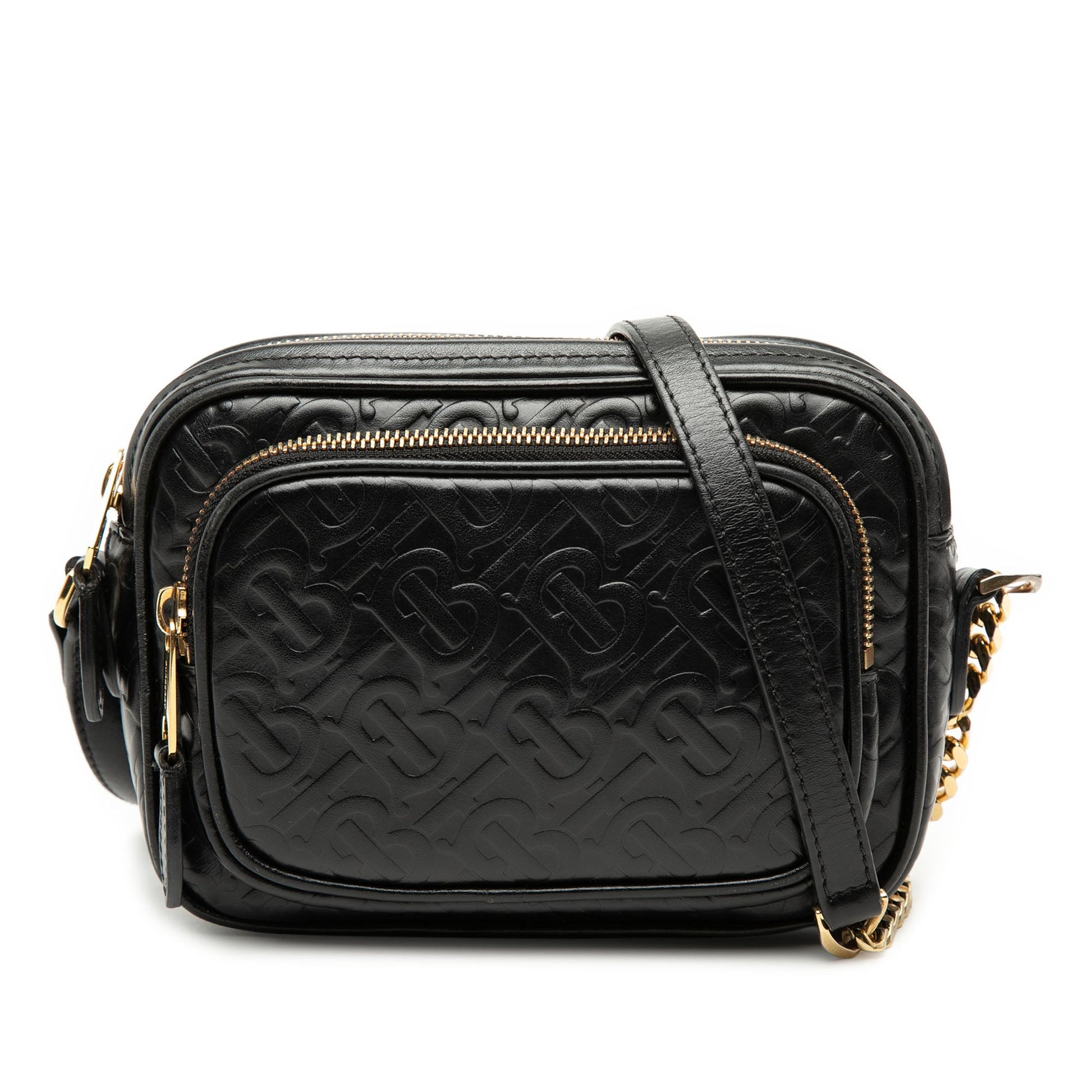 Burberry Embossed Calfskin TB Monogram Camera Chain Crossbody