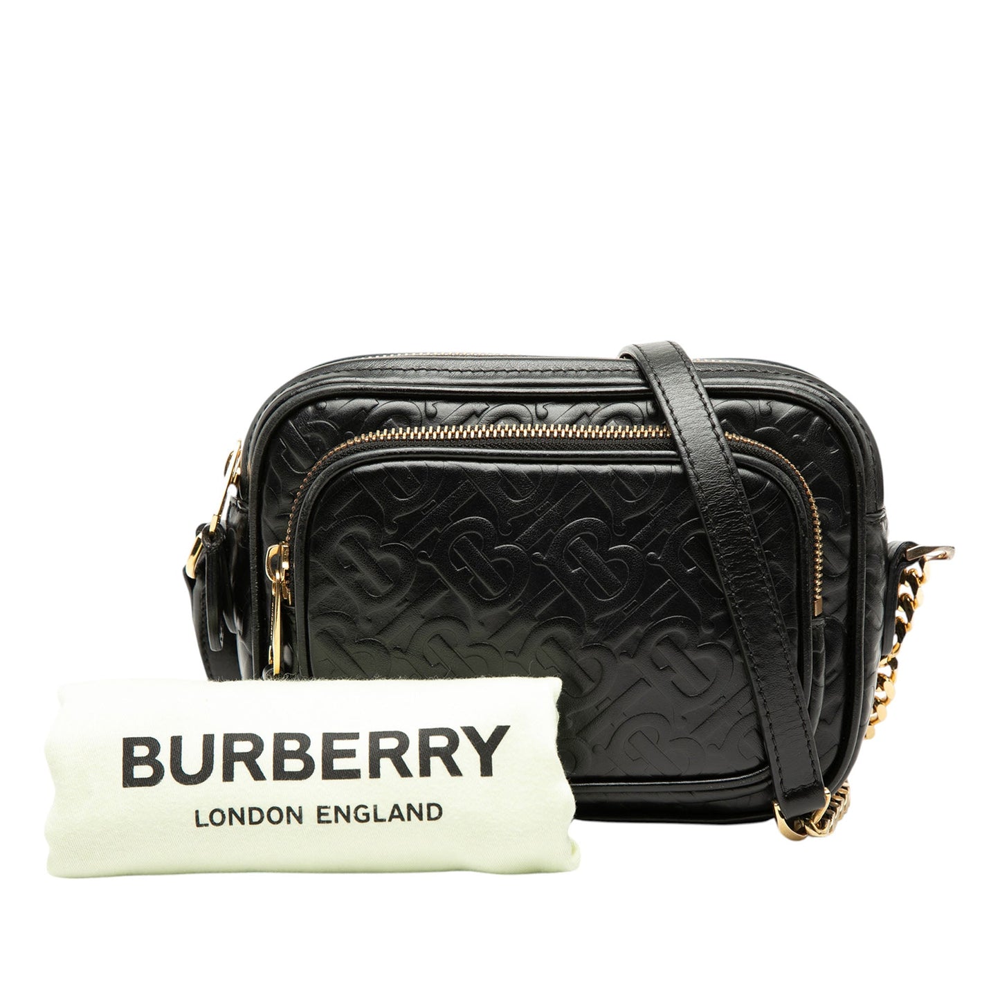 Burberry Embossed Calfskin TB Monogram Camera Chain Crossbody