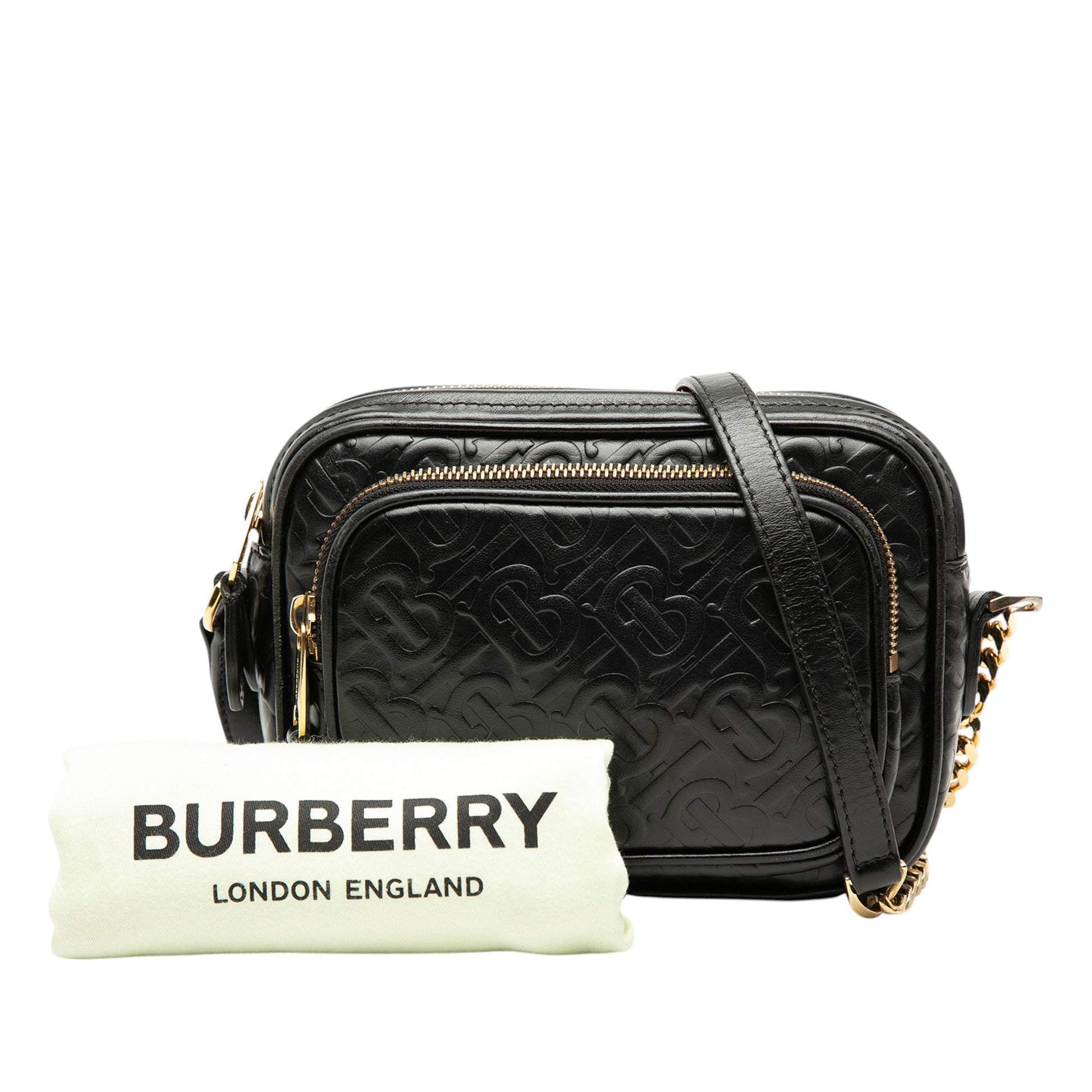 Burberry Embossed Calfskin TB Monogram Camera Chain Crossbody