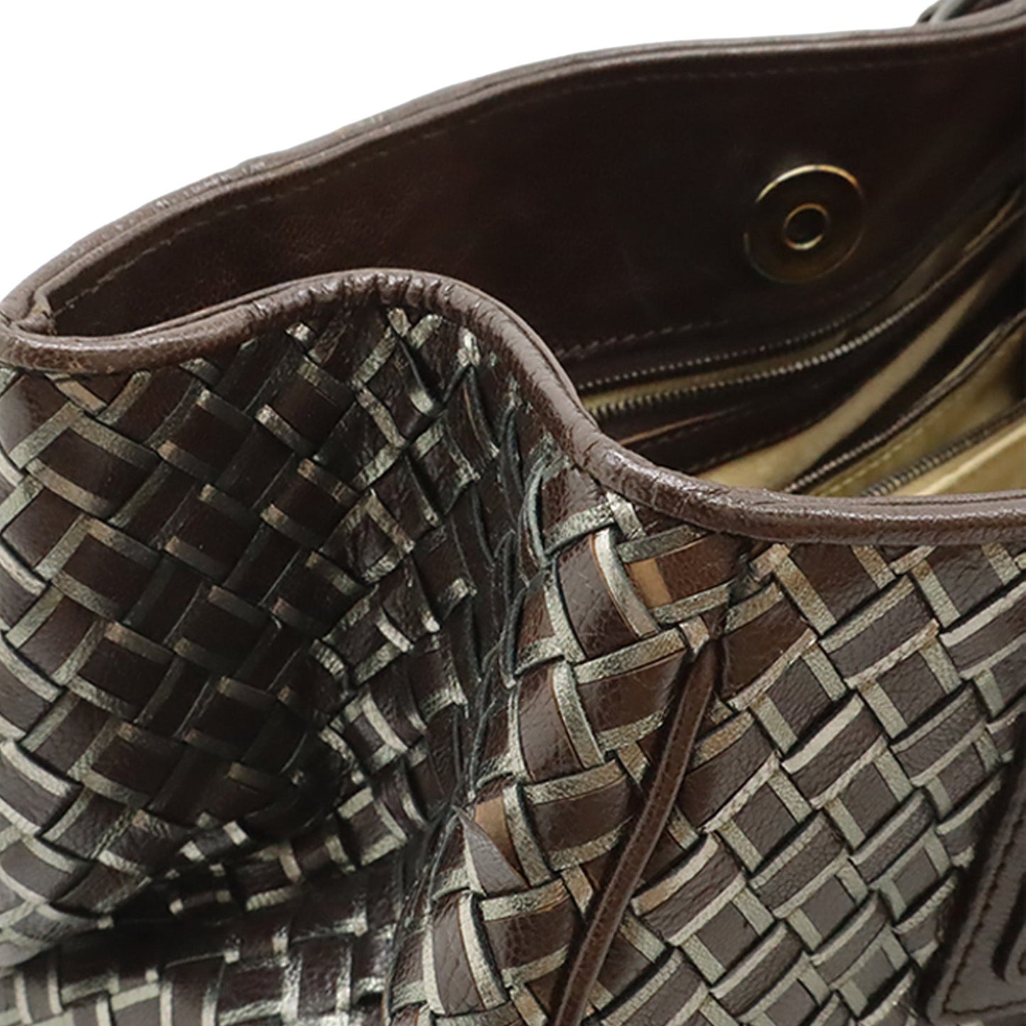 Bottega Veneta Metallic Nappa Intrecciato Handbag