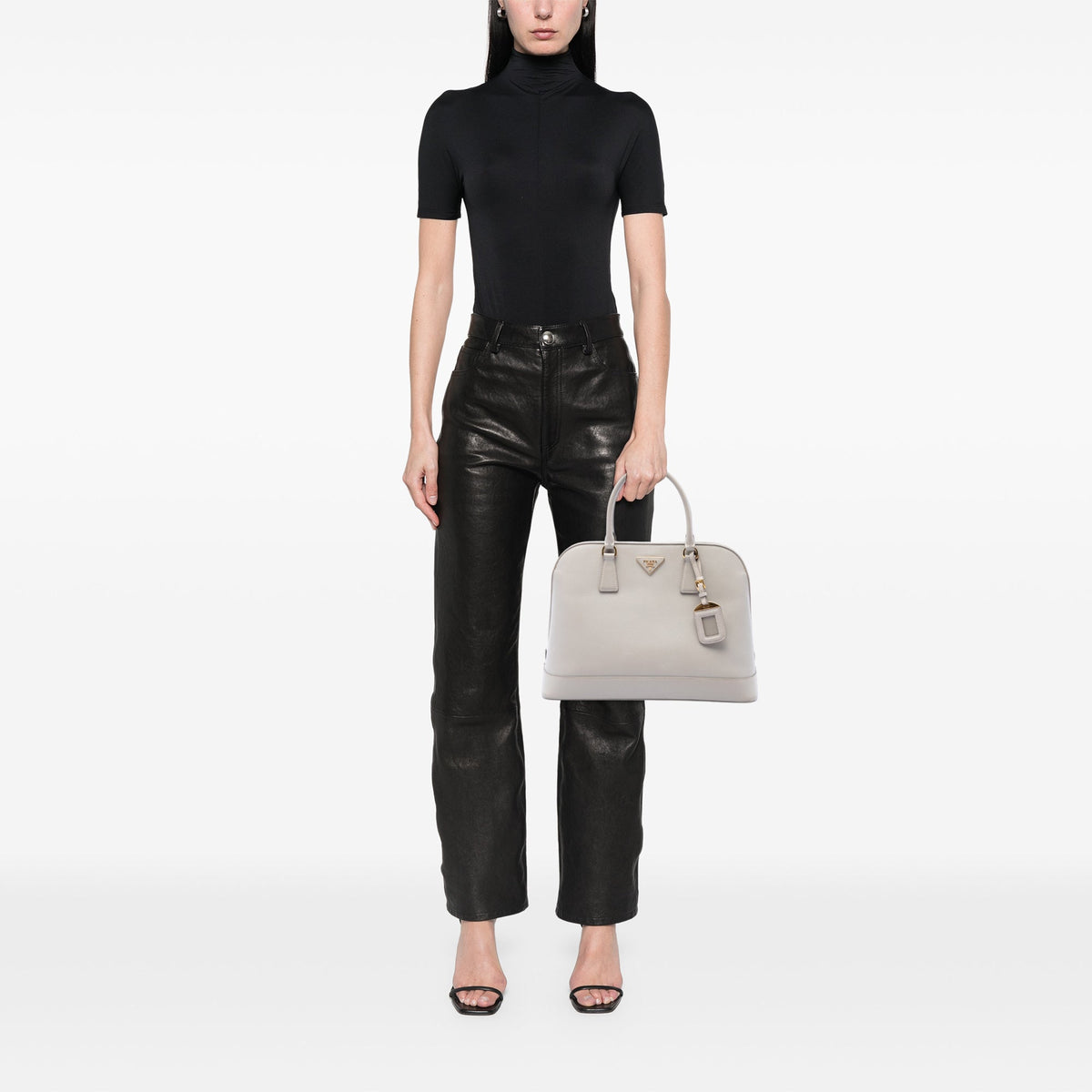 Prada Large Saffiano Lux Open Promenade Satchel — White
