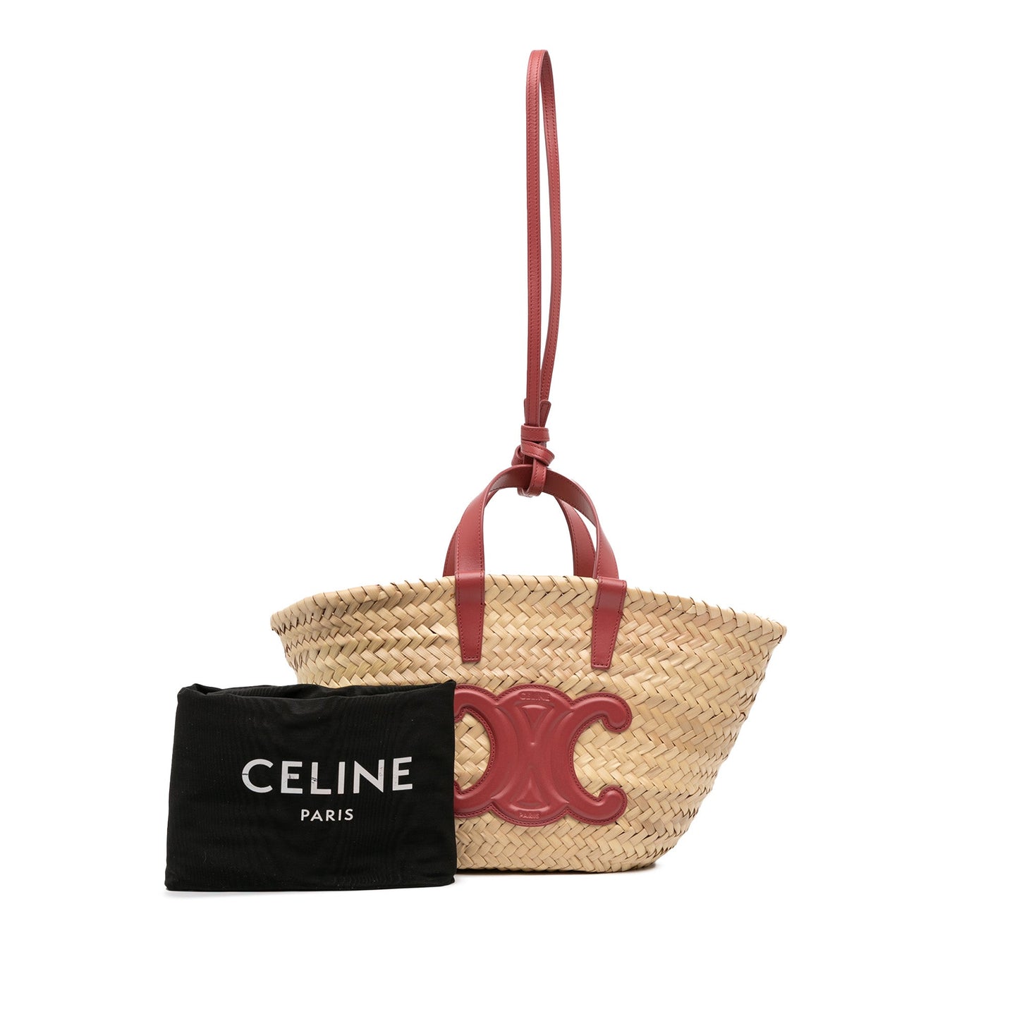 Celine Small Raffia Cuir Triomphe Classic Panier Tote