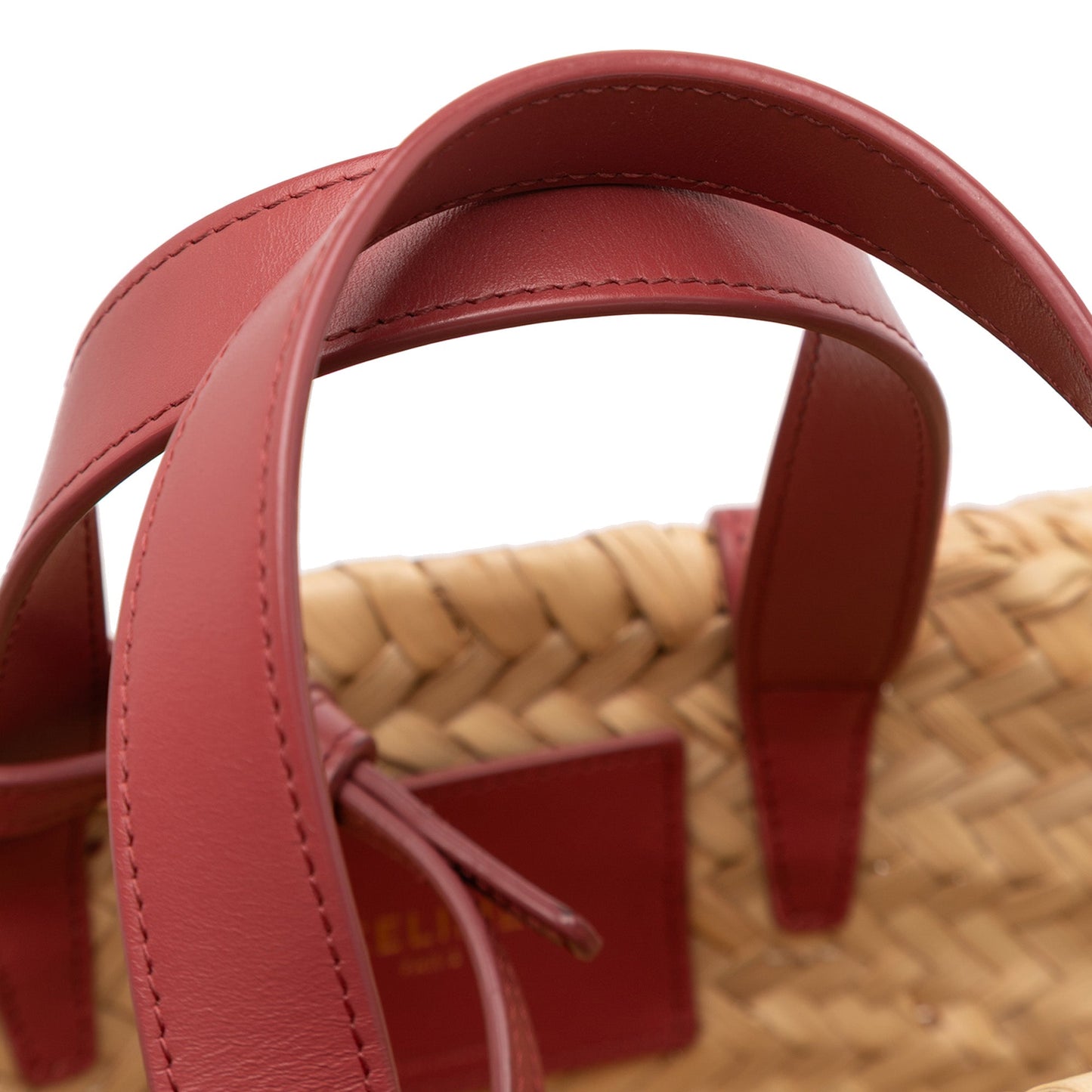 Celine Small Raffia Cuir Triomphe Classic Panier Tote