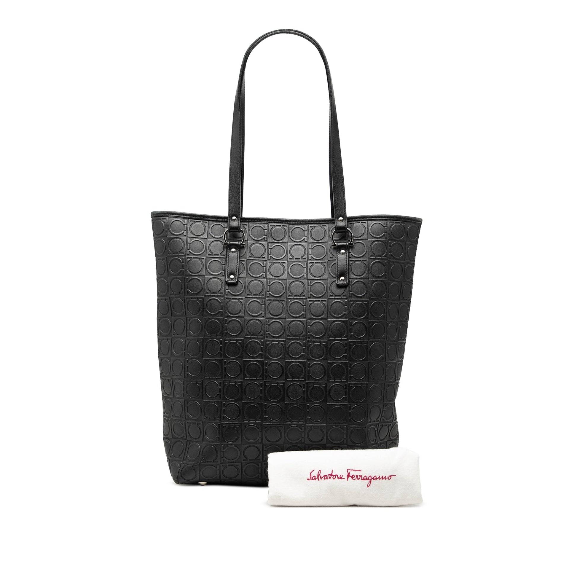 Ferragamo Gancini Embossed Leather Tote
