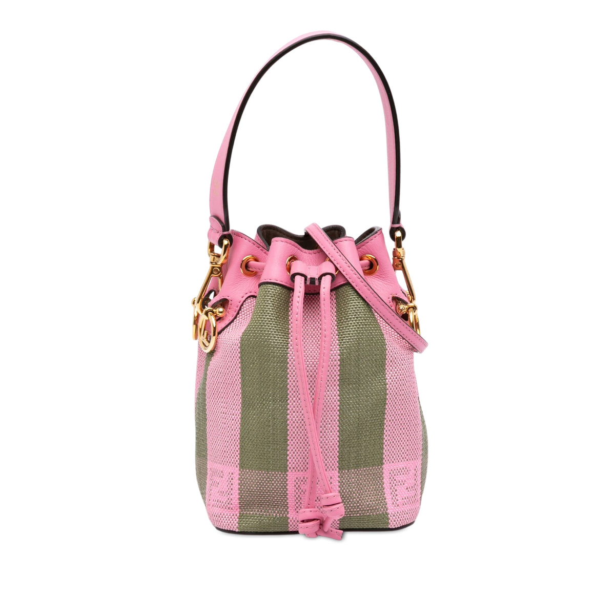 Fendi Mini Pequin Raffia F is Fendi Mon Tresor Bucket Bag — Green