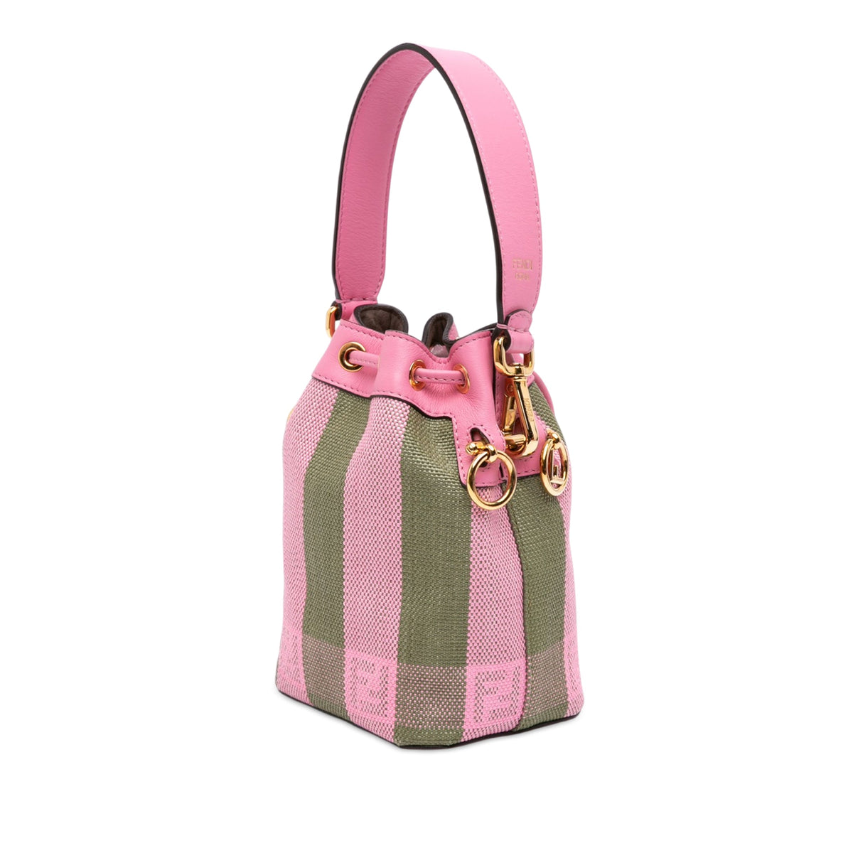 Fendi Mini Pequin Raffia F is Fendi Mon Tresor Bucket Bag — Green