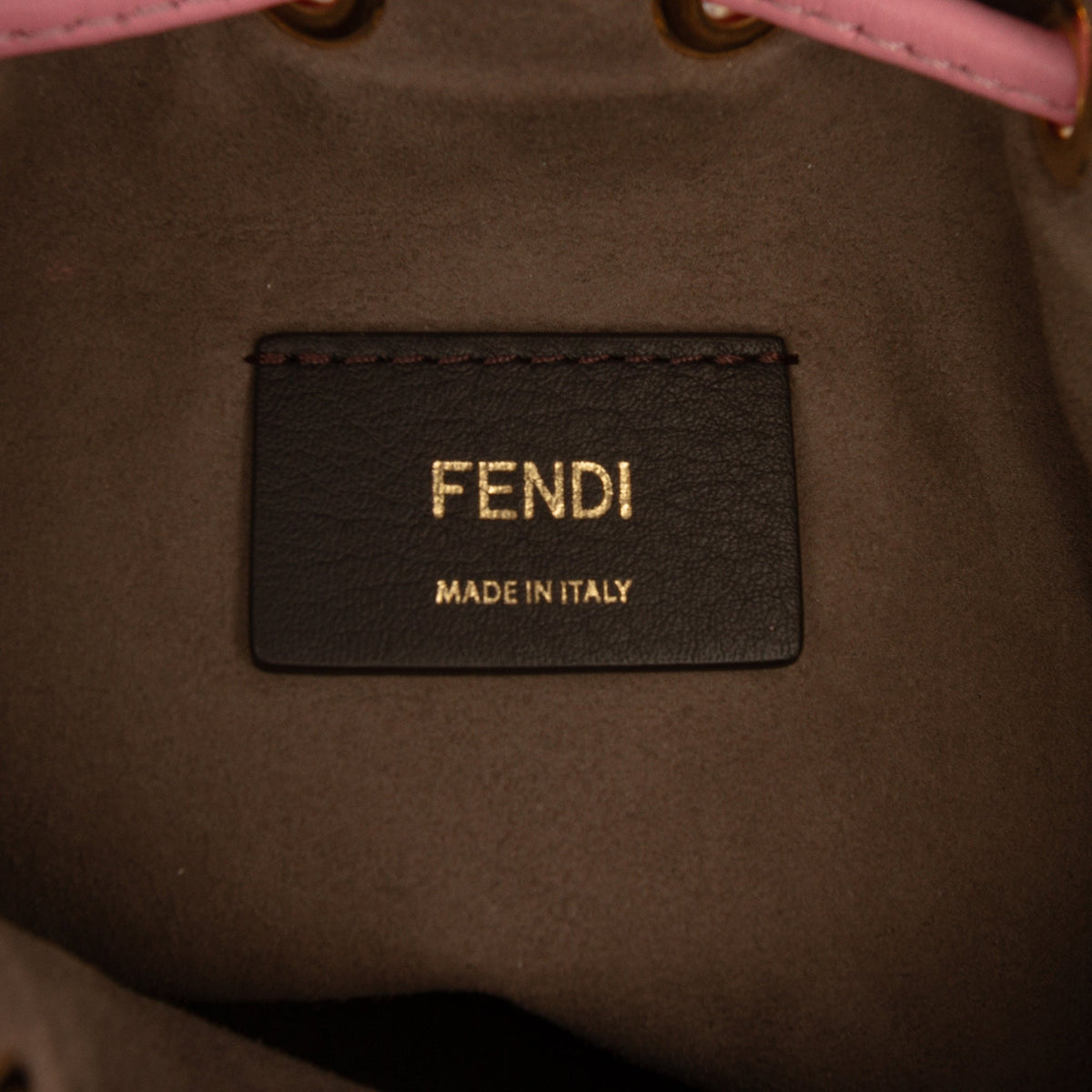 Fendi Mini Pequin Raffia F is Fendi Mon Tresor Bucket Bag — Green