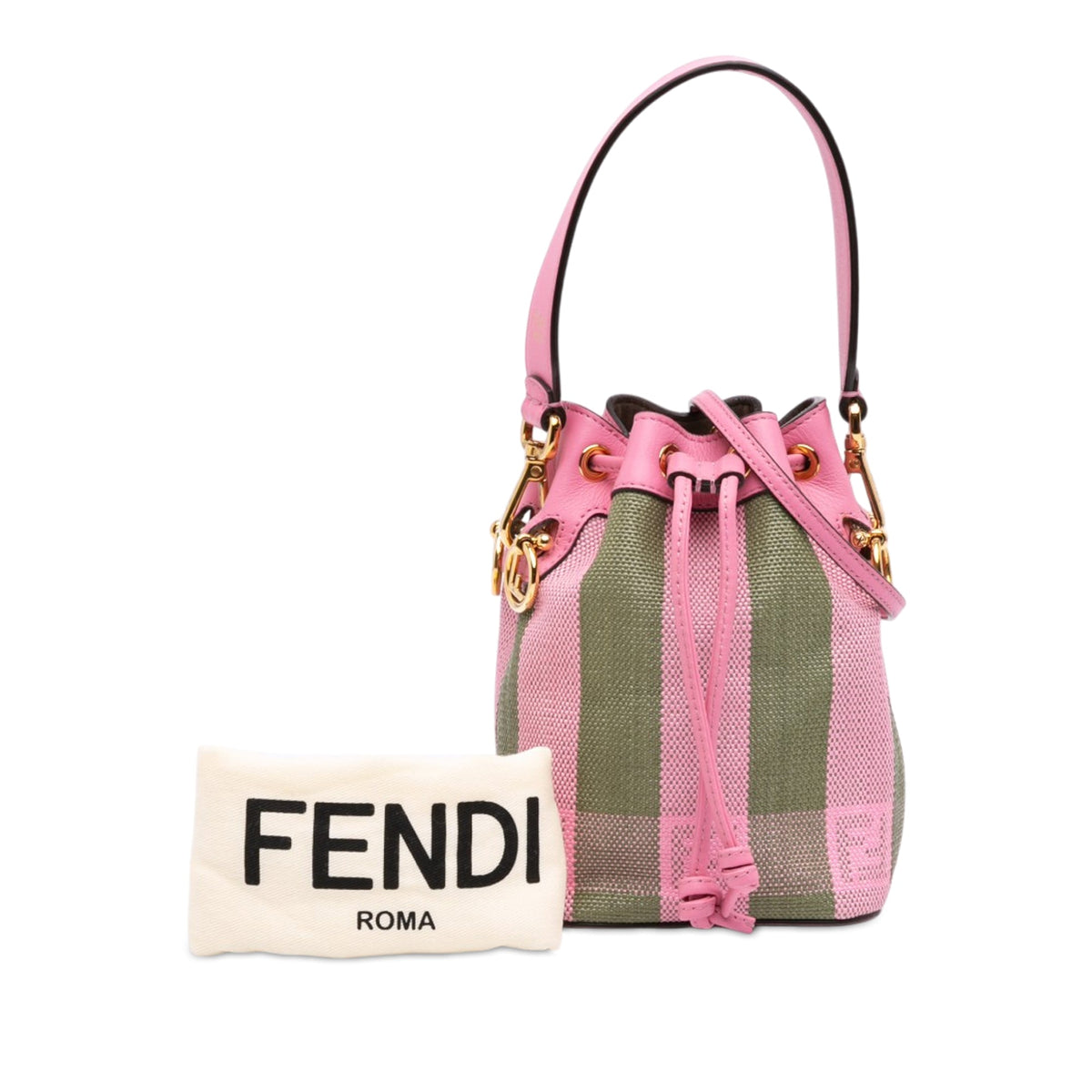Fendi Mini Pequin Raffia F is Fendi Mon Tresor Bucket Bag — Green