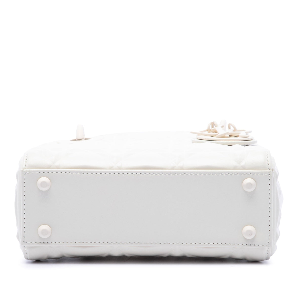 Dior Mini Ultra Matte Calfskin Diamond Cannage Lady Dior — White