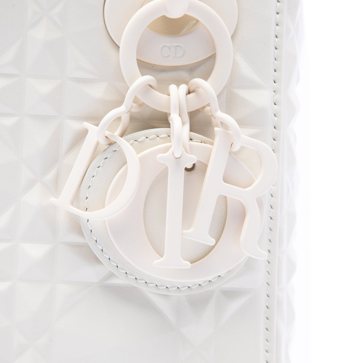 Dior Mini Ultra Matte Calfskin Diamond Cannage Lady Dior — White