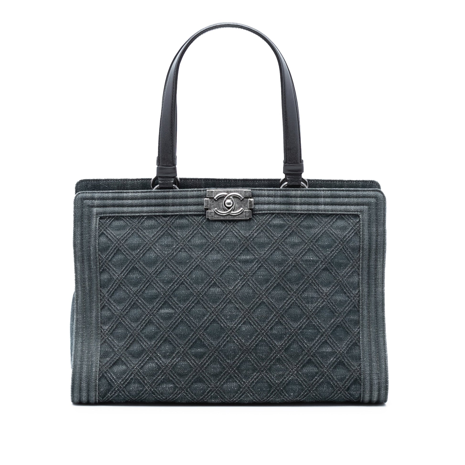 Chanel Quilted Denim Boy Shopping Tote