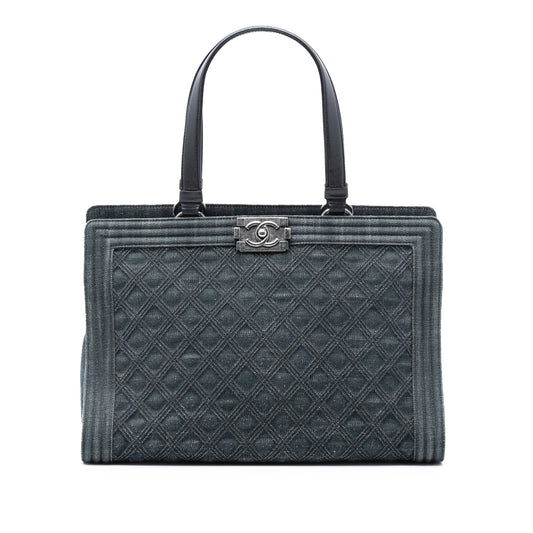 Chanel Quilted Denim Boy Shopping Tote