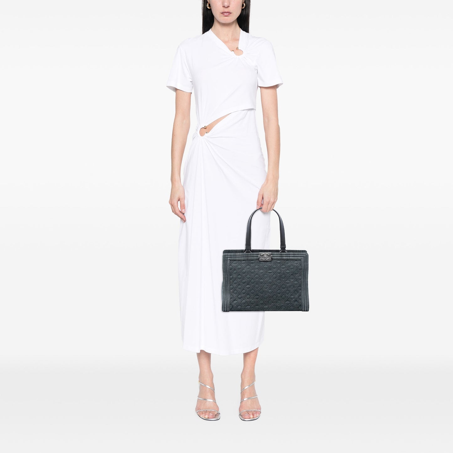 Chanel Quilted Denim Boy Shopping Tote