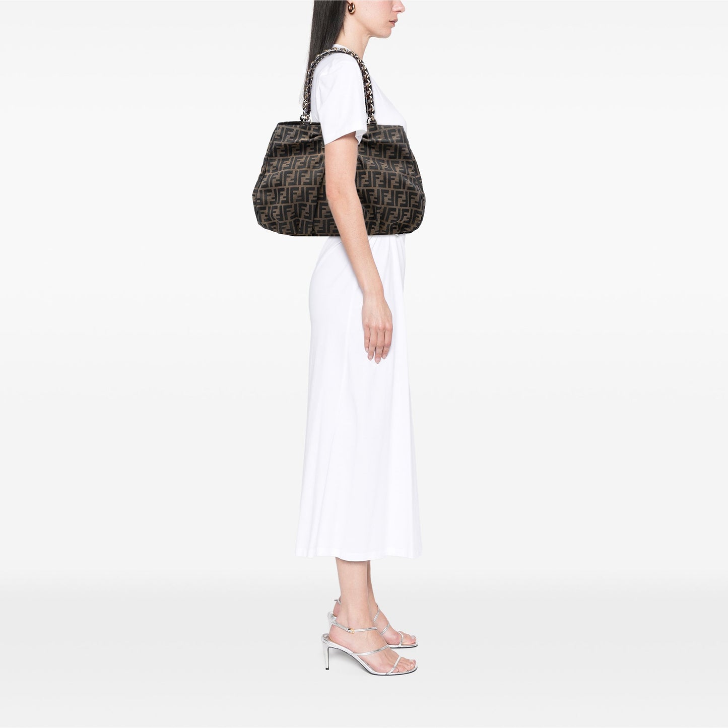 Fendi Large Zucca Canvas Mia Tote