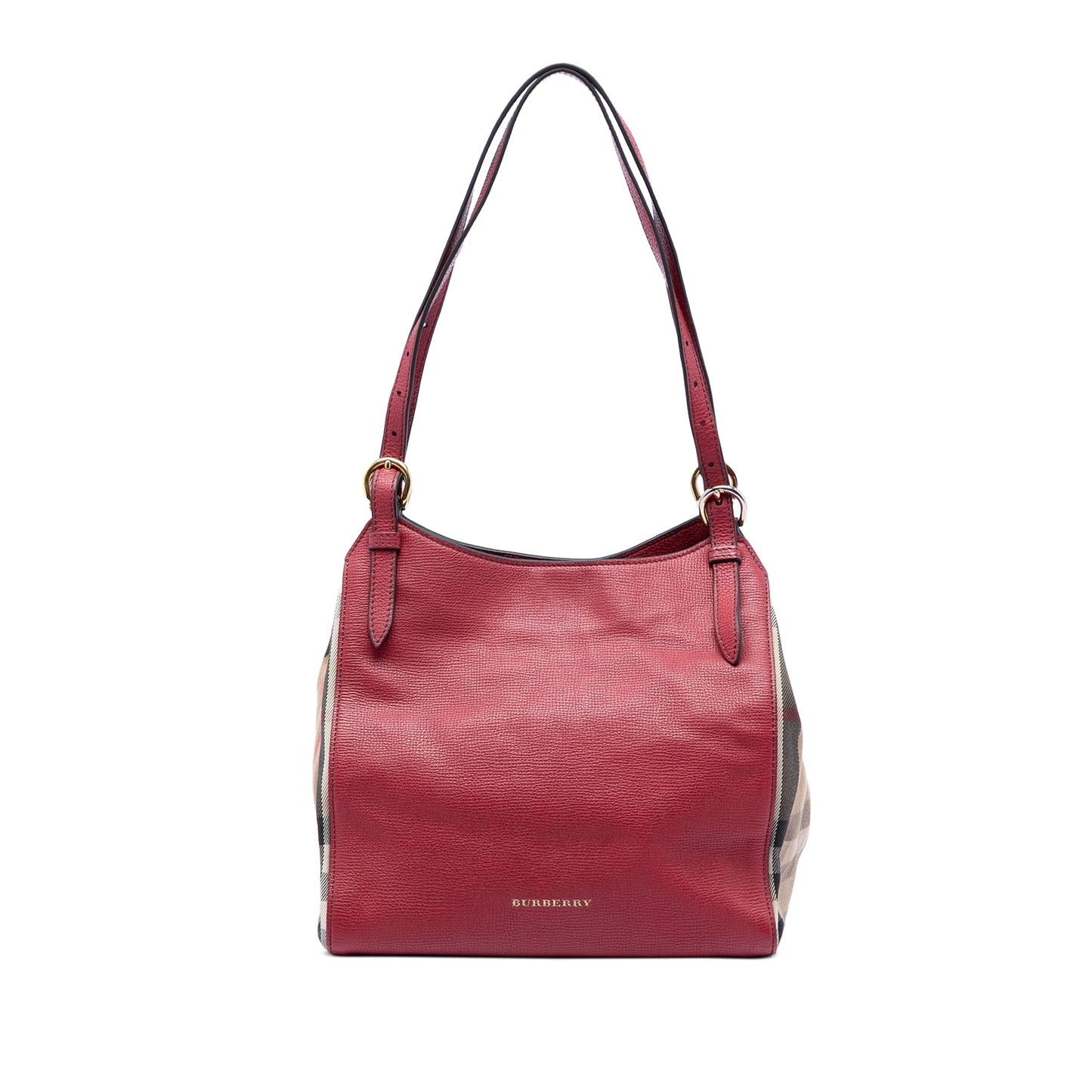 Small Leather and House Check Canvas Canterbury Tote
