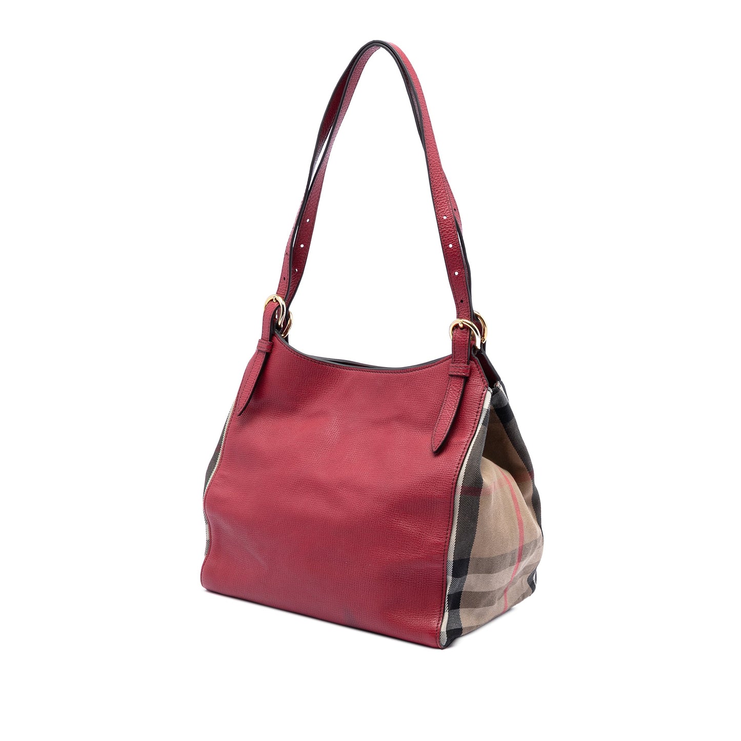 Small Leather and House Check Canvas Canterbury Tote
